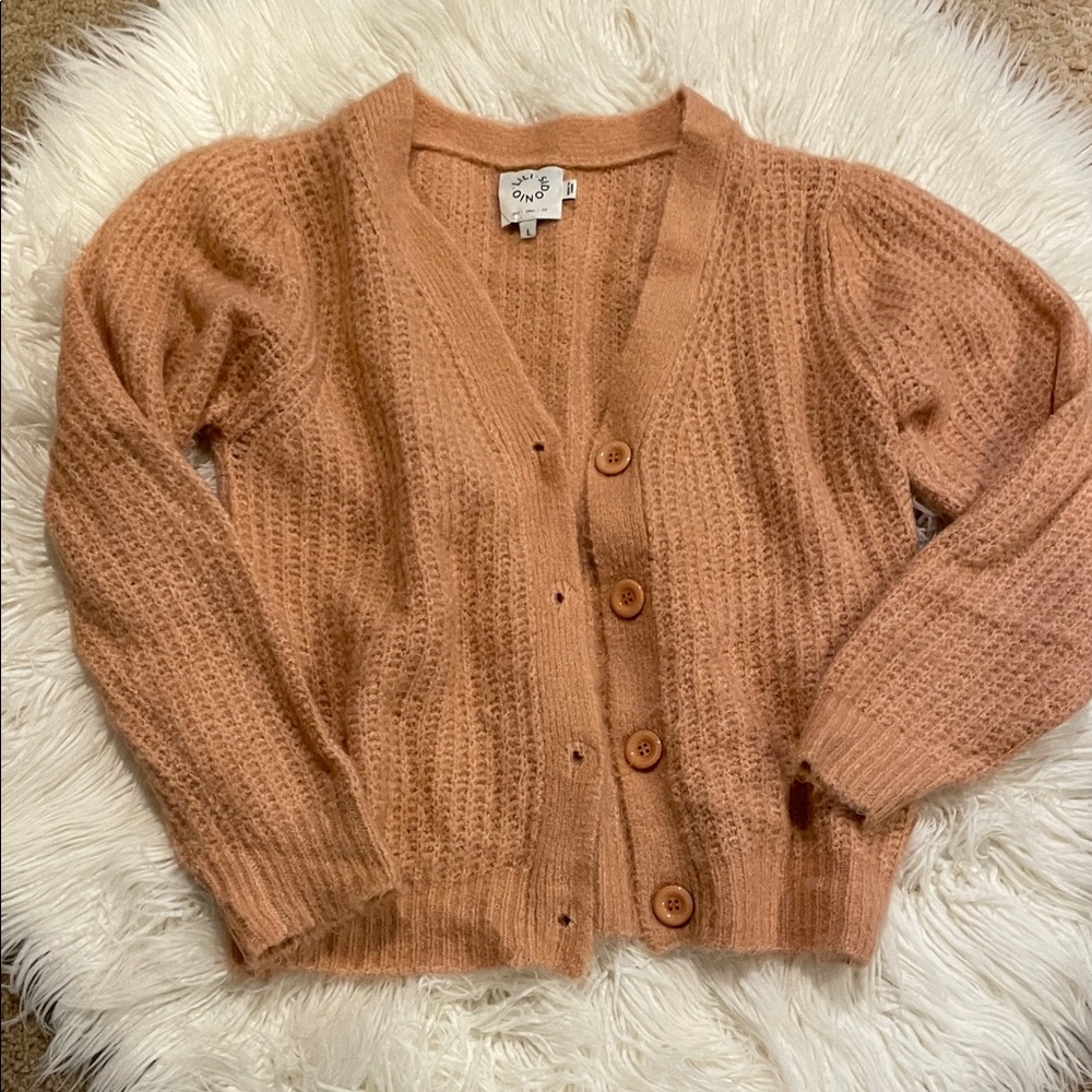 Lily Sidonio Women's Peach Knit Cardigan